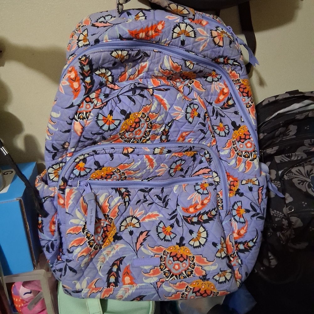 Vera Bradley Orange and Blue Backpack with Festive Design